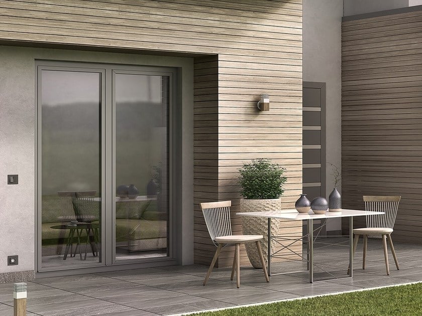 Fenêtre à la francaise en aluminium et bois à rupture thermique