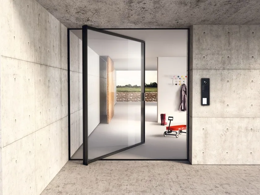 PIVOT Porte patio en verre et aluminium avec serrure