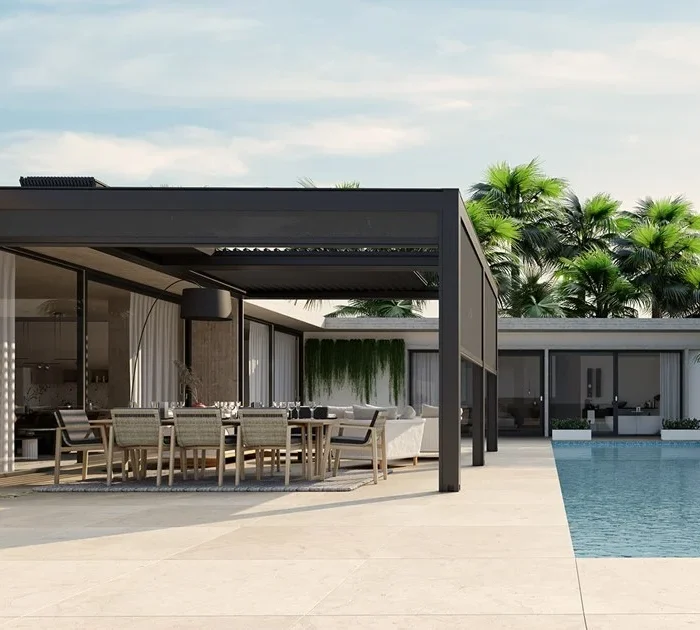 Pergola Murale En Aluminium À Lames Pliantes